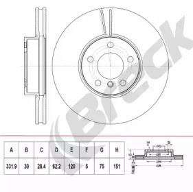 Тормозной диск BRECK BR 411 VH100